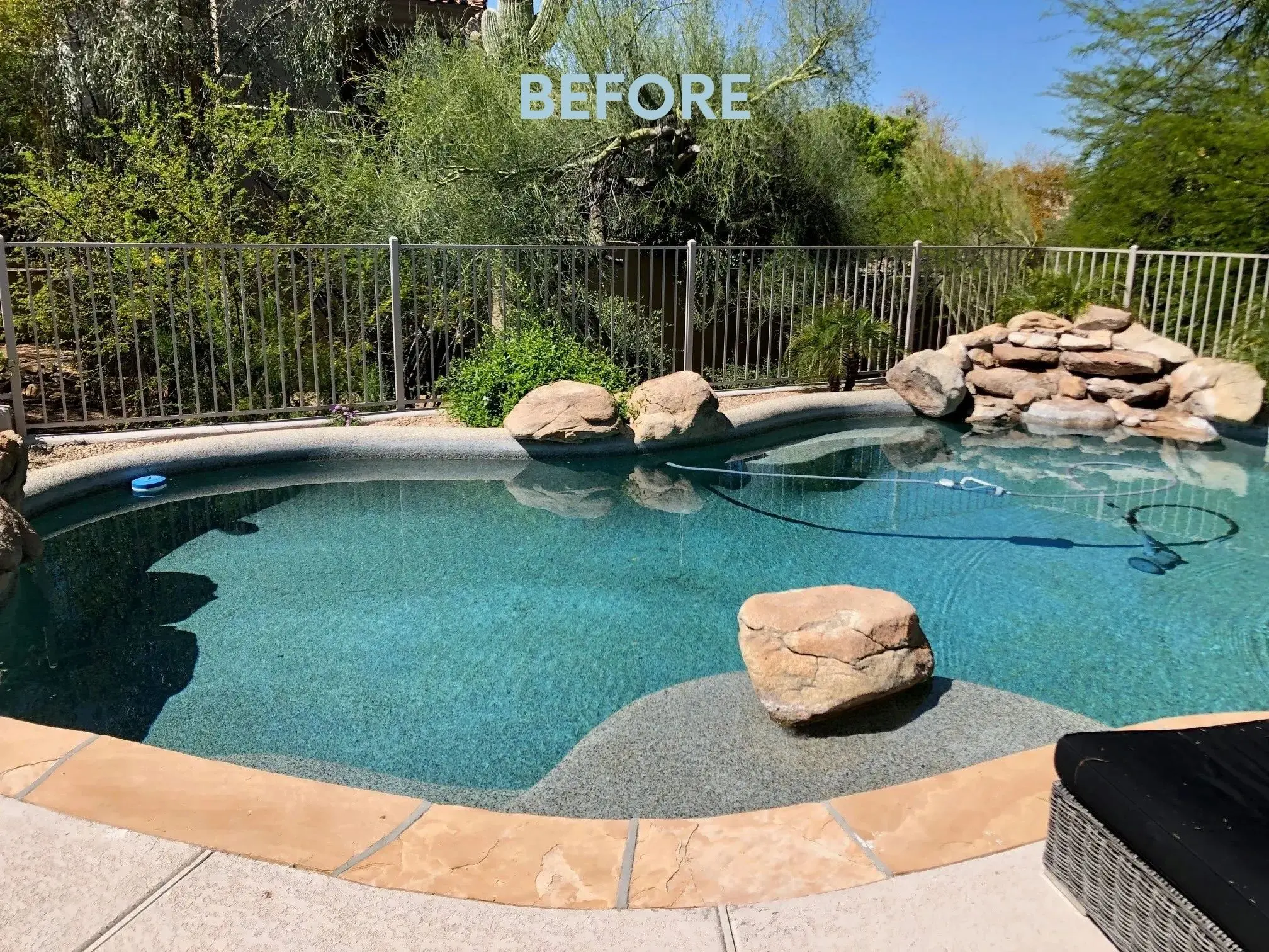 A pool that has been cleaned and is ready for the summer.